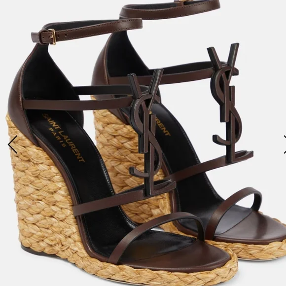 Saint Laurent Cassandra 105 Wedge Sandals - Picture 1 of 10